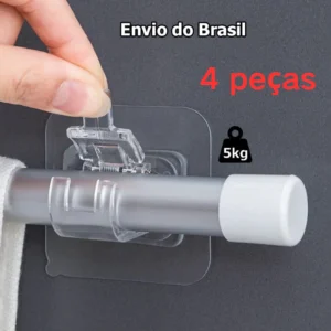 Kit 2 ou 4 Ganchos Adesivos Para Varão de Cortina