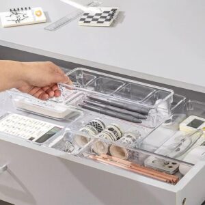 Kit 7 e Kit 14 Organizadores Multiuso para Gavetas, Armários, Geladeiras Potes em Acrílico