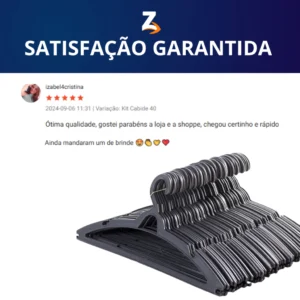 Cabide Adulto Preto Kit Cabides Reforçados Organizar Roupas